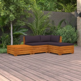 Garden furniture 4 pieces with cushions solid acacia wood by vidaXL, Garden sets - Ref: Foro24-3087308, Price: 486,35 €, Disc...