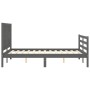 Estructura cama de matrimonio con cabecero madera maciza gris de vidaXL, Camas y somieres - Ref: Foro24-3194548, Precio: 175,...