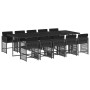 Set de comedor jardín 11 pzas con cojines ratán sintético negro de vidaXL, Conjuntos de jardín - Ref: Foro24-3211651, Precio:...