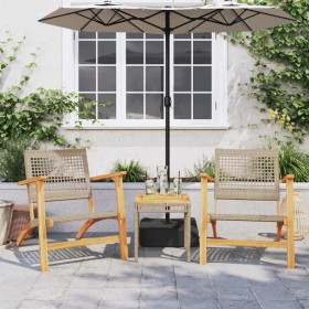 Bistro set 3 pieces beige PE rattan and solid acacia wood by vidaXL, Garden sets - Ref: Foro24-365867, Price: 178,74 €, Disco...