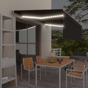 Manual retractable awning with blind and anthracite LED 4.5x3 m by vidaXL, Awnings - Ref: Foro24-3069444, Price: 439,99 €, Di...