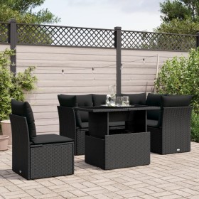 6-teiliges Gartensofa-Set und schwarze synthetische Rattankissen von vidaXL, Gartensets - Ref: Foro24-3266585, Preis: 406,39 ...