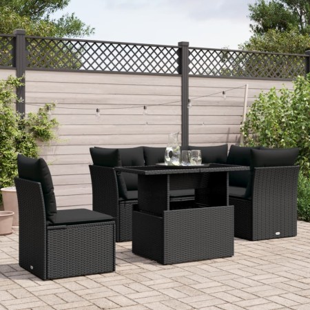 6-piece garden sofa set and black synthetic rattan cushions by vidaXL, Garden sets - Ref: Foro24-3266585, Price: 406,39 €, Di...