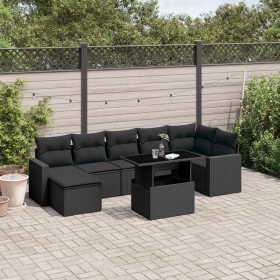 Set de sofás de jardín 8 piezas y cojines ratán sintético negro de vidaXL, Conjuntos de jardín - Ref: Foro24-3267425, Precio:...