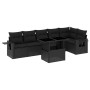 7-teiliges Gartensofa-Set mit schwarzen synthetischen Rattankissen von vidaXL, Gartensets - Ref: Foro24-3267915, Preis: 507,8...