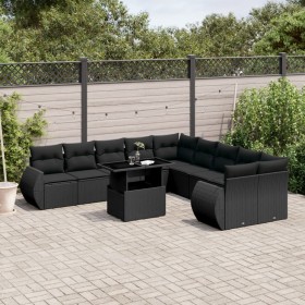 11-teiliges Gartensofa-Set und schwarze synthetische Rattankissen von vidaXL, Gartensets - Ref: Foro24-3268795, Preis: 806,80...