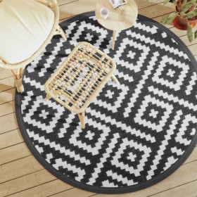 Black and white PP outdoor rug Ø160 cm by vidaXL, Outdoor protectors - Ref: Foro24-368579, Price: 25,49 €, Discount: %