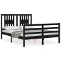 Estructura cama de matrimonio con cabecero madera maciza negro de vidaXL, Camas y somieres - Ref: Foro24-3194550, Precio: 168...