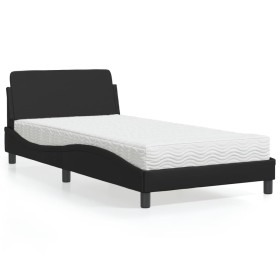 Bed with black synthetic leather mattress 100x200 cm by vidaXL, Beds and slatted bases - Ref: Foro24-3208357, Price: 259,15 €...