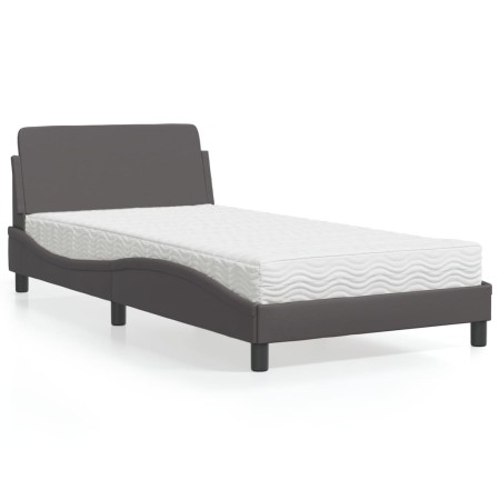 Cama con colchón cuero sintético gris 100x200 cm de vidaXL, Camas y somieres - Ref: Foro24-3208360, Precio: 277,67 €, Descuen...