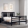 Estructura cama de matrimonio con cabecero madera maciza negro de vidaXL, Camas y somieres - Ref: Foro24-3194550, Precio: 168...