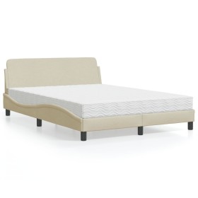 Cama con colchón tela color crema 120x200 cm de vidaXL, Camas y somieres - Ref: Foro24-3208369, Precio: 349,99 €, Descuento: %