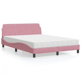 Bed with pink velvet mattress 120x200 cm by vidaXL, Beds and slatted bases - Ref: Foro24-3208376, Price: 368,99 €, Discount: %