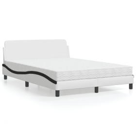 Bed with black and white synthetic leather mattress 120x200 cm by vidaXL, Beds and slatted bases - Ref: Foro24-3208383, Price...