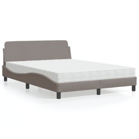 Bed with taupe gray fabric mattress 140x190 cm by vidaXL, Beds and slatted bases - Ref: Foro24-3208388, Price: 317,14 €, Disc...