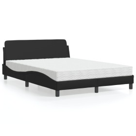 Cama con colchón cuero sintético negro 140x190 cm de vidaXL, Camas y somieres - Ref: Foro24-3208397, Precio: 325,88 €, Descue...