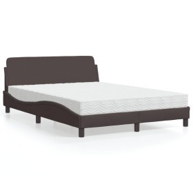 Bed with dark brown fabric mattress 140x200 cm by vidaXL, Beds and slatted bases - Ref: Foro24-3208407, Price: 381,51 €, Disc...