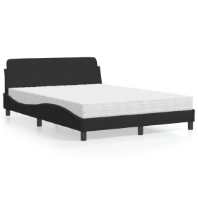 Cama con colchón terciopelo negro 140x200 cm de vidaXL, Camas y somieres - Ref: Foro24-3208413, Precio: 375,99 €, Descuento: %