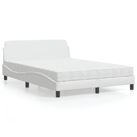 Bed with white synthetic leather mattress 140x200 cm by vidaXL, Beds and slatted bases - Ref: Foro24-3208418, Price: 384,54 €...