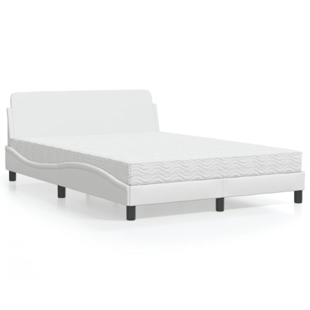 Bed with white synthetic leather mattress 140x200 cm by vidaXL, Beds and slatted bases - Ref: Foro24-3208418, Price: 365,93 €...