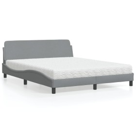 Bed with light gray fabric mattress 160x200 cm by vidaXL, Beds and slatted bases - Ref: Foro24-3208424, Price: 391,87 €, Disc...