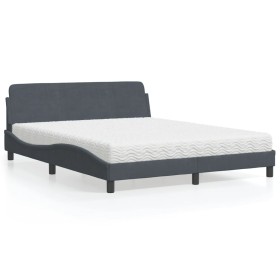 Bed with dark gray velvet mattress 160x200 cm by vidaXL, Beds and slatted bases - Ref: Foro24-3208432, Price: 392,39 €, Disco...