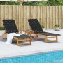 Sun loungers 2 units solid acacia wood and black fabric by vidaXL, Loungers - Ref: Foro24-3214210, Price: 226,12 €, Discount: %