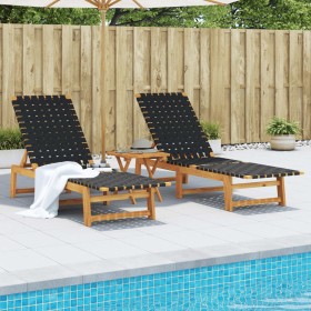 Sun loungers 2 units solid acacia wood and black fabric by vidaXL, Loungers - Ref: Foro24-3214210, Price: 206,99 €, Discount: %