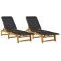 Sun loungers 2 units solid acacia wood and black fabric by vidaXL, Loungers - Ref: Foro24-3214210, Price: 226,12 €, Discount: %