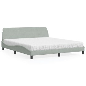 Bett mit hellgrauer Samtmatratze 180x200 cm von vidaXL, Betten und Lattenroste - Ref: Foro24-3208451, Preis: 390,60 €, Rabatt: %