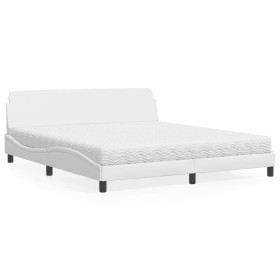 Bed with white synthetic leather mattress 180x200 cm by vidaXL, Beds and slatted bases - Ref: Foro24-3208458, Price: 411,96 €...