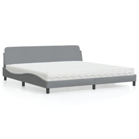 Bed with light gray fabric mattress 200x200 cm by vidaXL, Beds and slatted bases - Ref: Foro24-3208464, Price: 427,94 €, Disc...