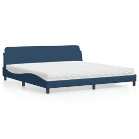 Cama con colchón tela azul 200x200 cm de vidaXL, Camas y somieres - Ref: Foro24-3208470, Precio: 423,99 €, Descuento: %