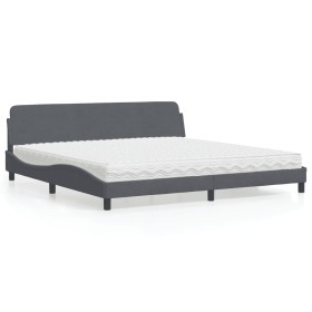 Cama con colchón terciopelo gris oscuro 200x200 cm de vidaXL, Camas y somieres - Ref: Foro24-3208472, Precio: 422,99 €, Descu...