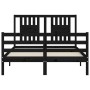 Estructura cama de matrimonio con cabecero madera maciza negro de vidaXL, Camas y somieres - Ref: Foro24-3194550, Precio: 168...