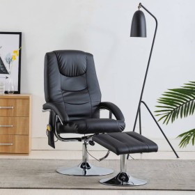 Black synthetic leather massage chair with footrest by vidaXL, Electric massage chairs - Ref: Foro24-248659, Price: 281,99 €,...