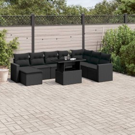 8-teiliges Gartensofa-Set und schwarze synthetische Rattankissen von vidaXL, Gartensets - Ref: Foro24-3267465, Preis: 575,50 ...