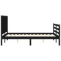 Estructura cama de matrimonio con cabecero madera maciza negro de vidaXL, Camas y somieres - Ref: Foro24-3194550, Precio: 168...