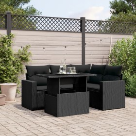 5-teiliges Gartenmöbel-Set und schwarze synthetische Rattankissen von vidaXL, Gartensets - Ref: Foro24-3267245, Preis: 368,40...