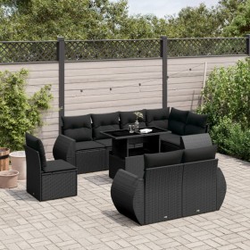 8-teiliges Gartensofa-Set und schwarze synthetische Rattankissen von vidaXL, Gartensets - Ref: Foro24-3268665, Preis: 737,75 ...