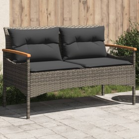 Gartenbank mit grauen synthetischen Rattankissen 116x62,5x74 cm von vidaXL, Gartenbänke - Ref: Foro24-368402, Preis: 137,99 €...