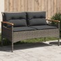 Banco de jardín con cojines ratán sintético gris 116x62,5x74 cm de vidaXL, Bancos de jardín - Ref: Foro24-368402, Precio: 146...