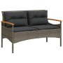 Garden bench with gray synthetic rattan cushions 116x62.5x74 cm by vidaXL, garden benches - Ref: Foro24-368402, Price: 146,43...