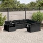 Gartensofa-Set 10-teilig mit schwarzen synthetischen Rattankissen von vidaXL, Gartensets - Ref: Foro24-3268135, Preis: 657,43...