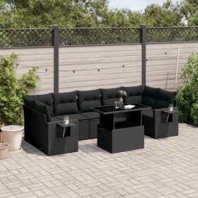 8-teiliges Gartensofa-Set und schwarze synthetische Rattankissen von vidaXL, Gartensets - Ref: Foro24-3267775, Preis: 587,88 ...