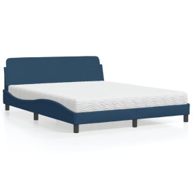 Bett mit blauer Stoffmatratze 160x200 cm von vidaXL, Betten und Lattenroste - Ref: Foro24-3208430, Preis: 373,99 €, Rabatt: %