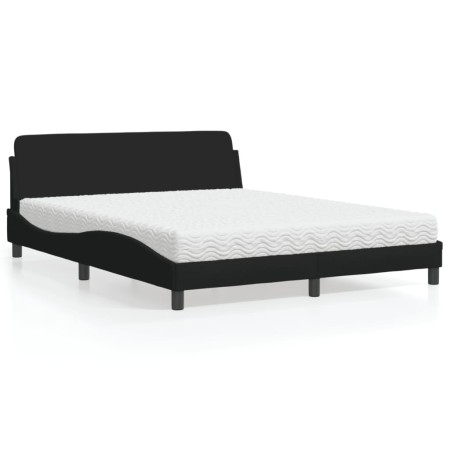 Cama con colchón de tela negro 160x200 cm de vidaXL, Camas y somieres - Ref: Foro24-3208426, Precio: 442,82 €, Descuento: %