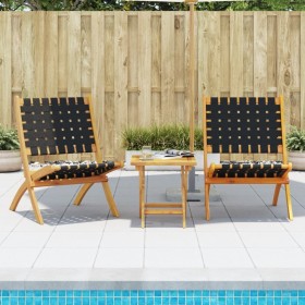 Folding garden chairs with table 2 pcs black solid wood by vidaXL, Garden chairs - Ref: Foro24-3214219, Price: 123,99 €, Disc...