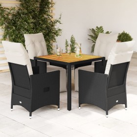 Set de muebles jardín 5 pzas con cojines ratán sintético negro de vidaXL, Conjuntos de jardín - Ref: Foro24-3276856, Precio: ...