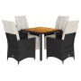 Set de muebles jardín 5 pzas con cojines ratán sintético negro de vidaXL, Conjuntos de jardín - Ref: Foro24-3276856, Precio: ...